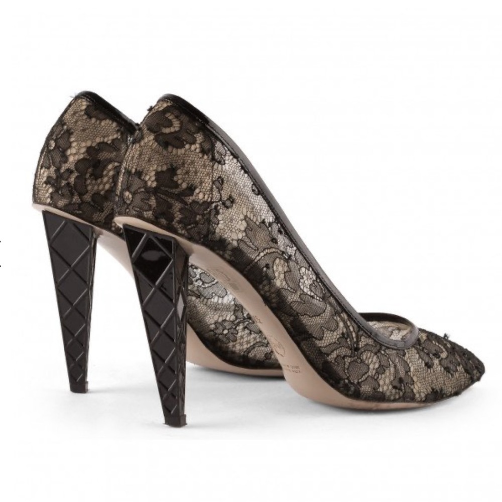 Viktor & Rolf Lace Pumps Pointed Toe Heels Shoes Black